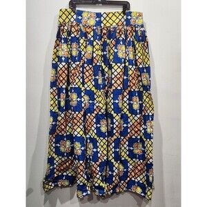 AUTHENTIC Handmade African Print Full Maxi Skirt with Pockets, XXL